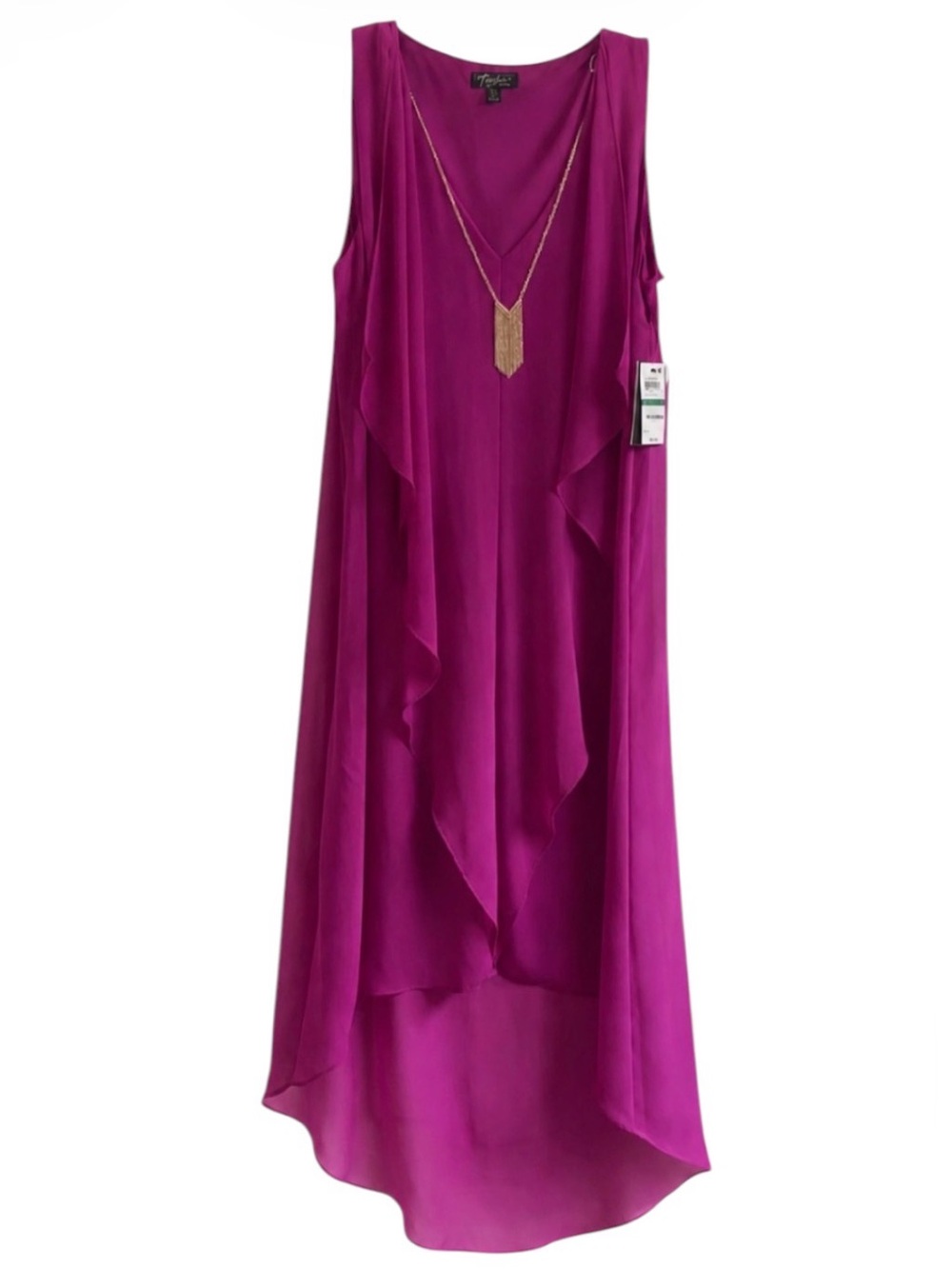 NWT Thalia Sodi Magenta Hi-Low Dress L Sleeveless Wedding Guest